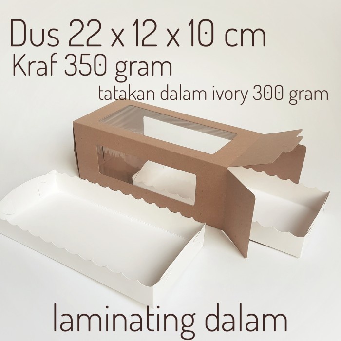 (Expert) Dus kue box kue kotak kue bolu gulung box roll cake ukuran 22x12x10cm