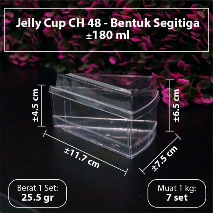 GELAS PUDING DAN CAKE ISI 10 PCS - CH 48 / CUP PUDING SEGITIGA /MIKA