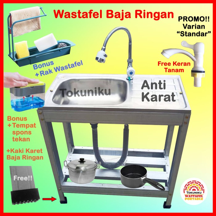 Bak Cuci Piring Baja Ringan Wastafel Cuci Piring Portable Tokuniku