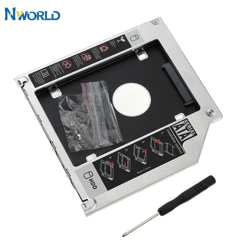 Aluminum SATA 3.0 2nd HDD Caddy 9.5mm SSD CD DVD Case HDD Enclosure for  Macbook Pro Air 13/15/17" S