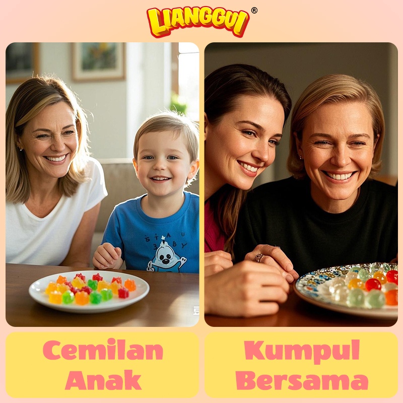 

A 120Pcs Permen Jelly Buah 4 Rasa Mangga/Stroberi/Jeruk Kenyal Halal Lianggui