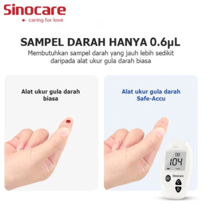 Sinocare Alat Cek Gula Darah/Alat Ukur Gula Darah 50PCS Paket Lengkap