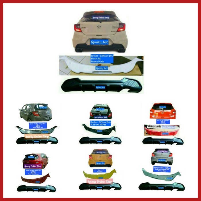 Sarung Mobil Paket Spoiler Brio New + Diffuser Bahan Plastik Abs