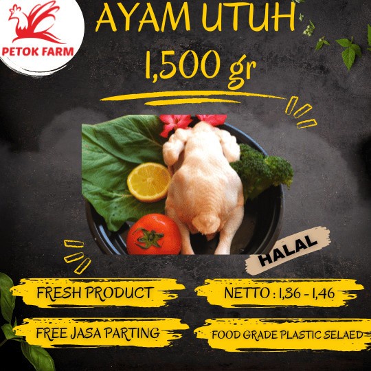 

(TopSeller) Ayam Karkas / Ayam Potong / Ayam Broiler Ukuran 1.500 gr