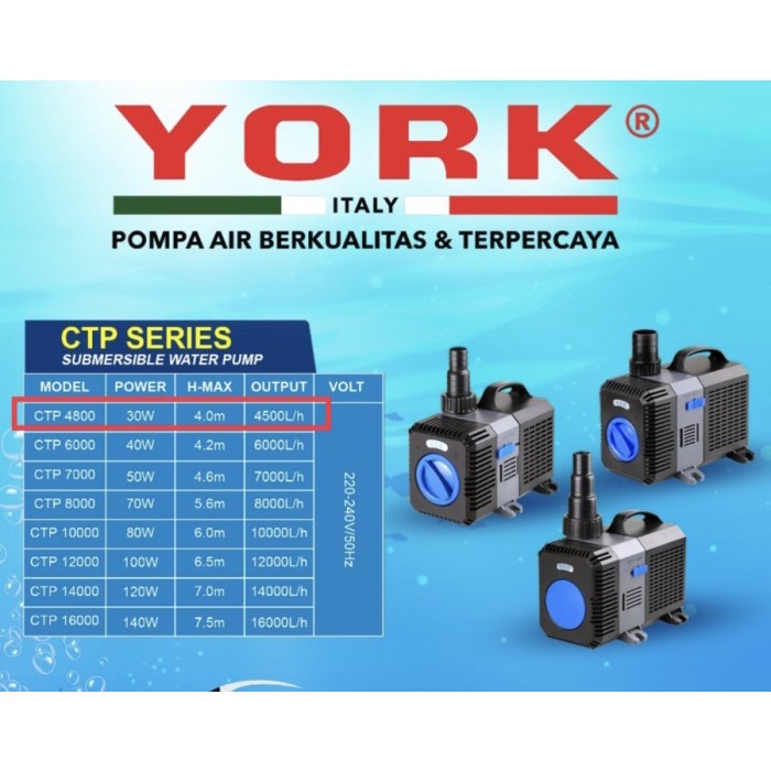 PASTI MURAH YORK CTP 4800 POMPA CELUP AKUARIUM SUBMERSIBLE PUMP AQUARIUM