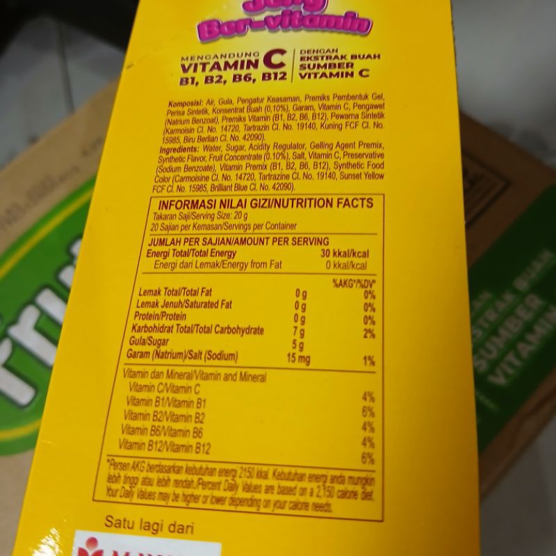 

A Frutivit Jelly Stick 1 Box Isi 20 Aneka Rasa Buah Bervitamin