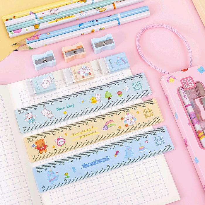 

Pensil Set Kotak (Isi 5 Pcs) /Alat Tulis Set Dengan Karakter Lucu Penghapus Stationery