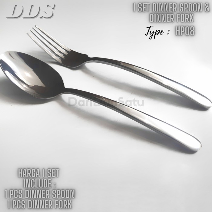 1 Set Sendok & Garpu Makan Hotel Stainless Tebal Dinner Spoon