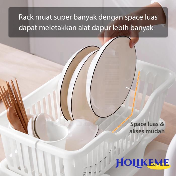 Rak susun Tempat Rak Pengering Piring Plastik Pengering Buah dan Sayur *