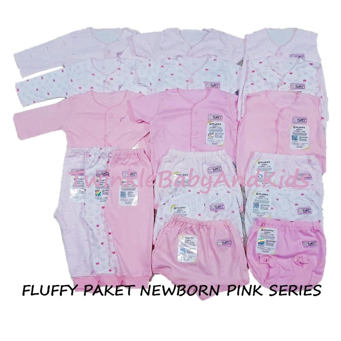 FLUFFY PAKET BAJU BAYI NEWBORN 0-3 BULAN PINK SERIES PEREMPUAN KADO