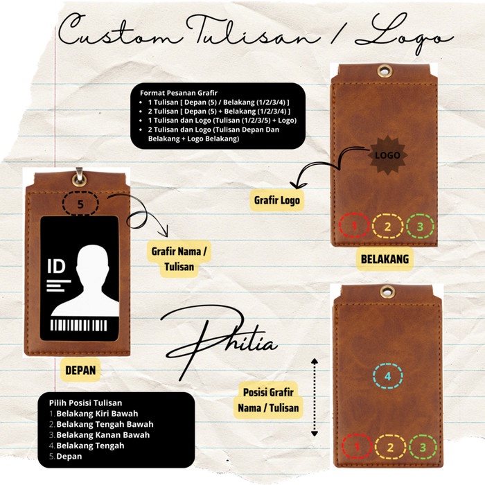 

pintar- NAME TAG HOLDER KULIT CUSTOM / ID CARD KULIT CUSTOM / LANYARD CUSTOM