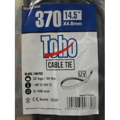 

pintar- Cable Ties Black / Hitam 370 x 4.8 mm Industrial Grade TOHO