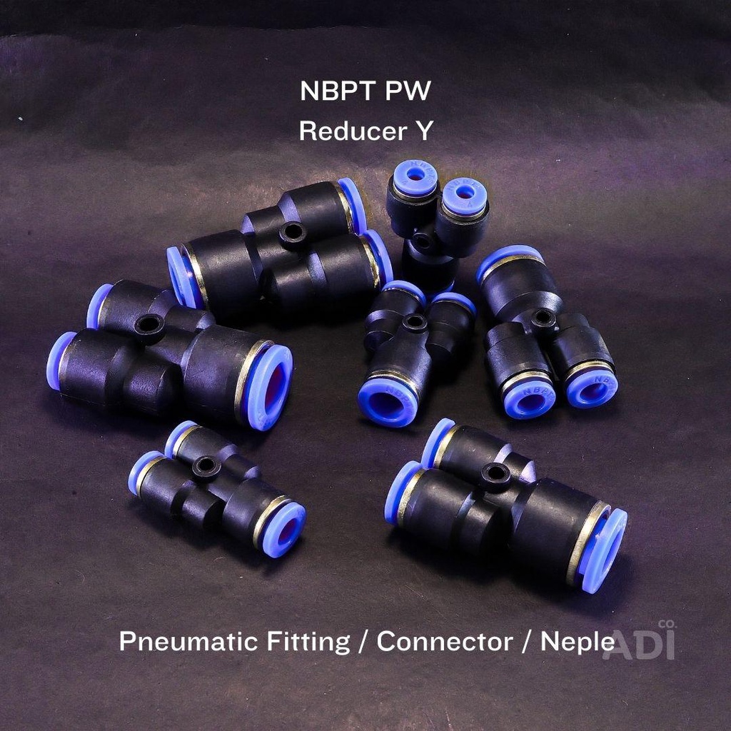 NBPT PW Reducer Y Hose to Hose Pneumatic Fitting Reducer selang Pneumatic 6mm ke 4mm 8mm ke 6mm 10mm