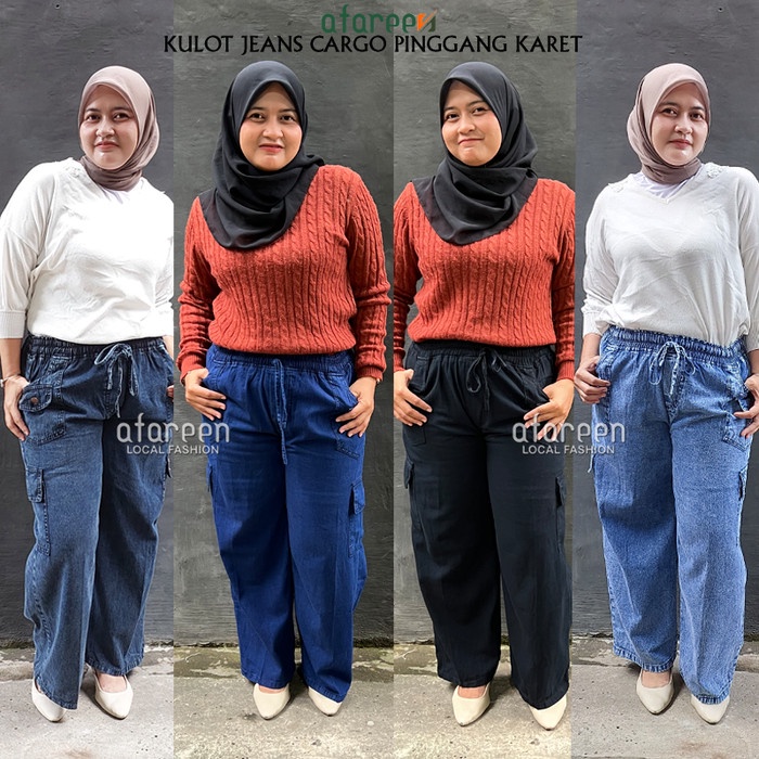 CARGO JEANS WANITA JUMBO CELANA KULOT JOGGER CARGO