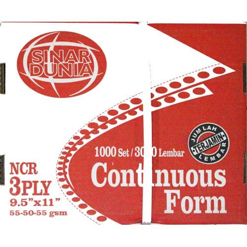 

pintar- SINAR DUNIA CONTINUOUS FORM 9 1/2 X 11 3 PLY (K3) / KERTAS KOMPUTER