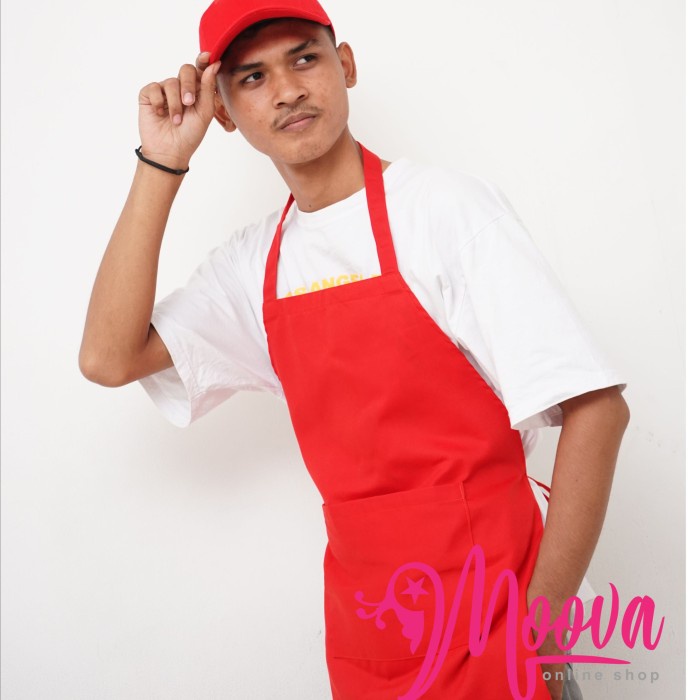 Celemek/Apron/Restoran/Koki/Masak/ Celemek Hitam Polos