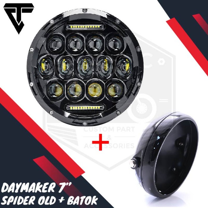 Daymaker Spider Eye 7 Inchi Lampu Led Motor Paket Batok Universal
