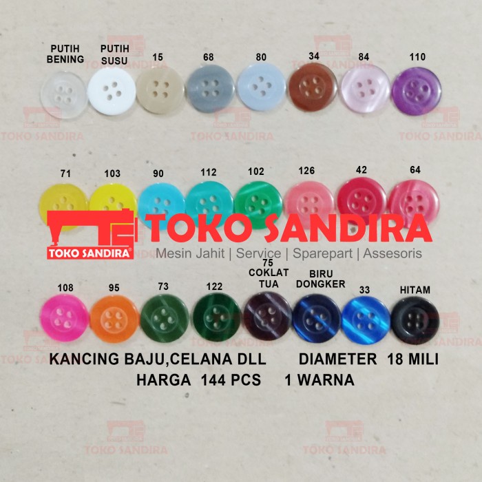 

144 PCS Kancing baju/kancing jas/kancing safari/kancing diameter 18 mm
