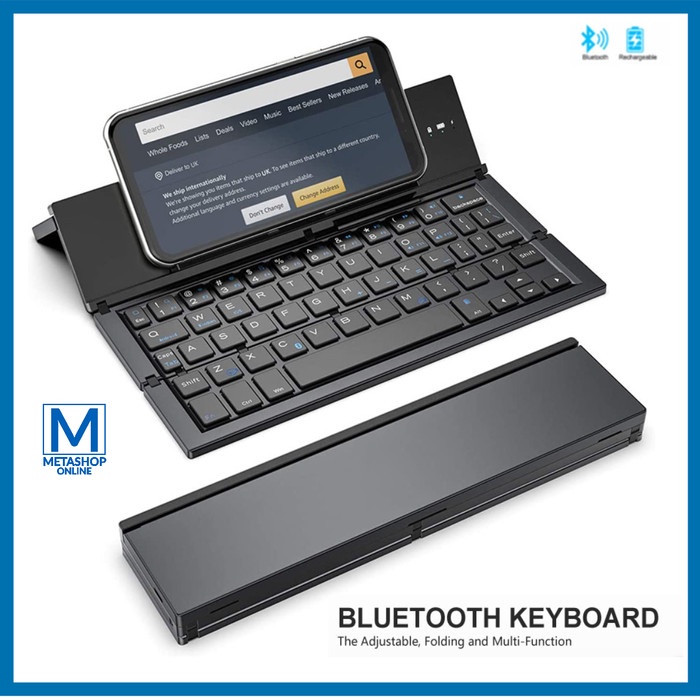 BOW Folding Keyboard Wireless Rechargeable Bluetooth for Phone Tablet