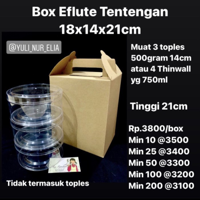 

party- Box Eflute Tentengan 18x14x21cm Muat Toples Tabung 9cm