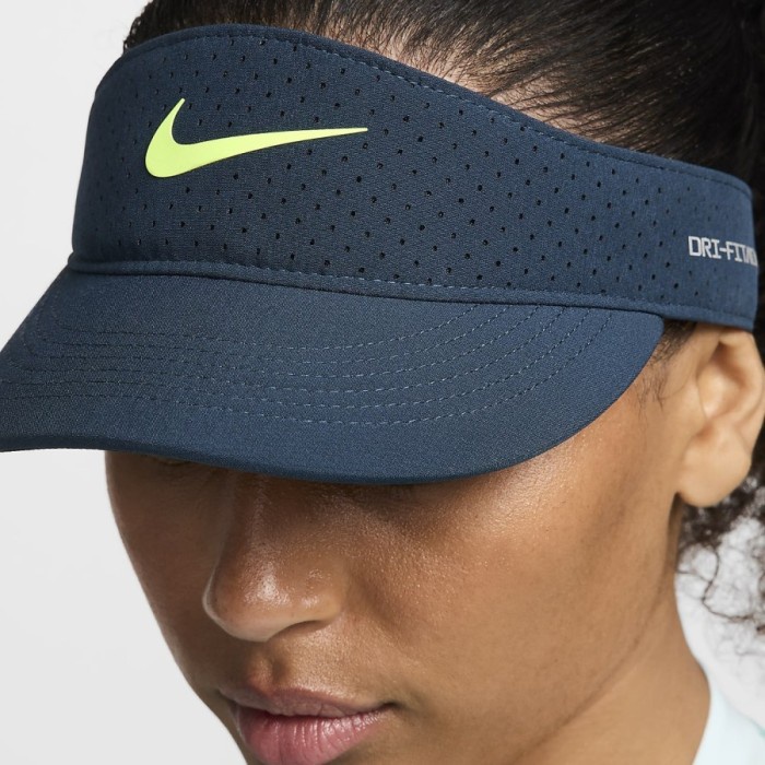 FB6443-478 Nike Dri-FIT ADV Ace Tennis Visor Navy Topi Original 100%