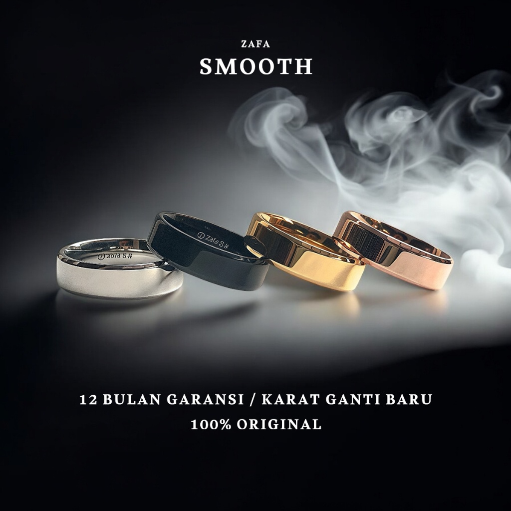 Zafa Cincin Titanium Pria Wanita 6mm 4mm Anti Karat - Smooth