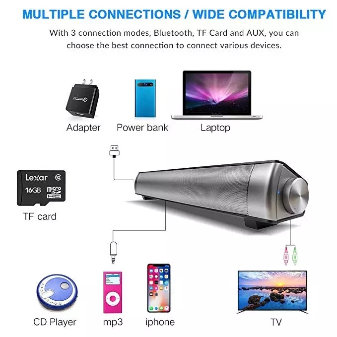 Soundbar bluetooth wireless home theatre surround speaker TV PC laptop