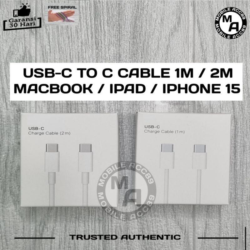 TerLengkapDong- Kabel MacBook AIR PRO M1 M2 IPAD USB-C TO C 1M / 2 Meter Fast charging Type C To
