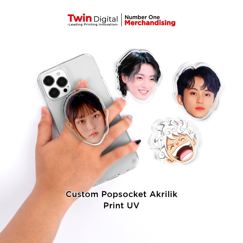 TerLengkapDong- Twindigital Popsocket Akrilik Custom Wajah / Logo Merchandise Pop Socket 3D Stand Hp