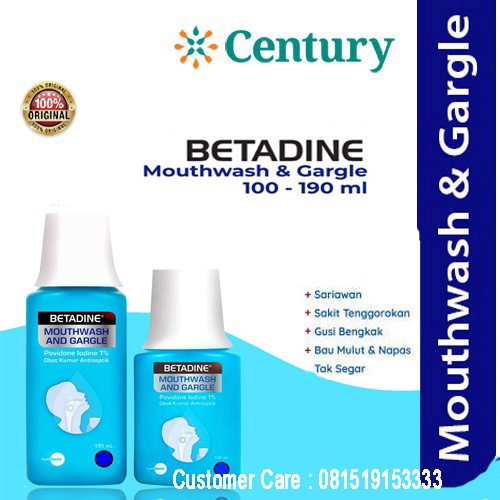 Betadine Mouthwash & Gargle/Betadine Kumur 190 ml/Betadine Gargle/Betadine Kumur 100 ml