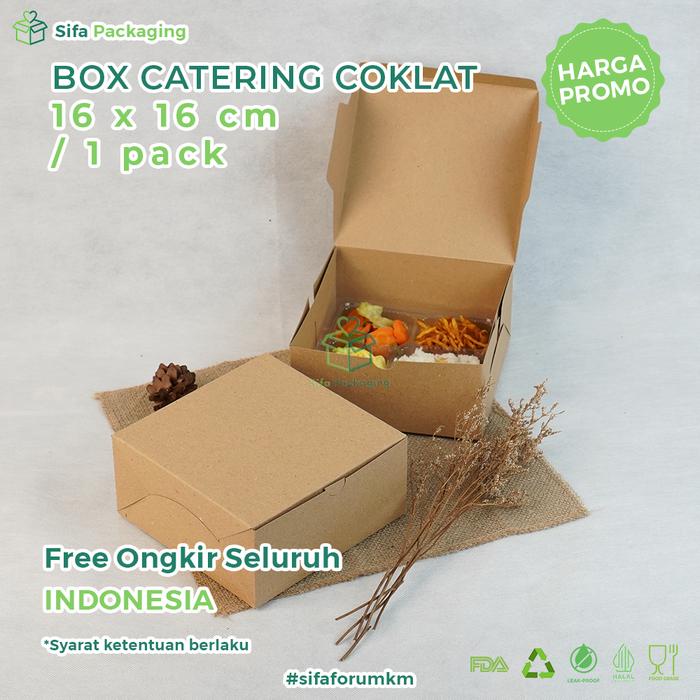 PREMIUM Dus Nasi 16x16 Kraft Bahan 310 GSM Kotak Nasi Katering Paper Lunch Box Dus Bolu Kue