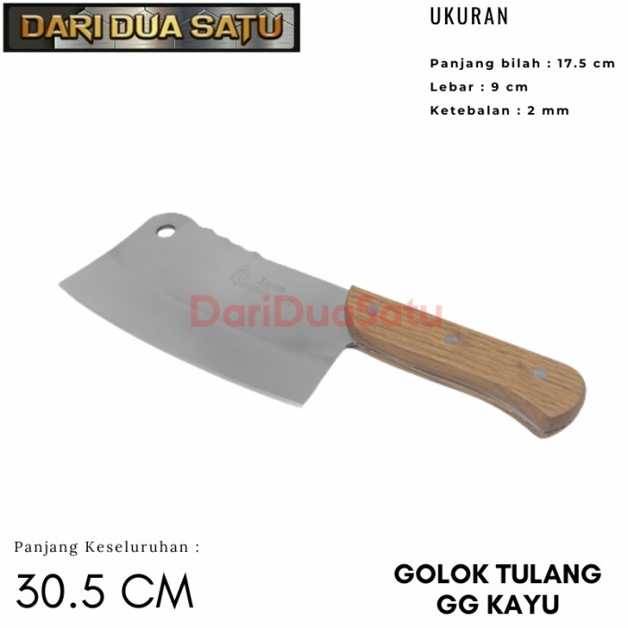 PREMIUM Golok Tulang Pisau Daging Gagang Kayu