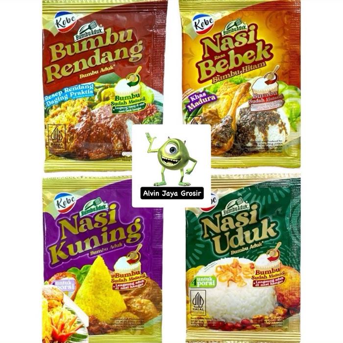 

HX988 1RTG/10SCT Kobe bumbu instan aduk Nasi Uduk / Nasi Kuning / Nasi Bebek / Bumbu Rendang isi 10