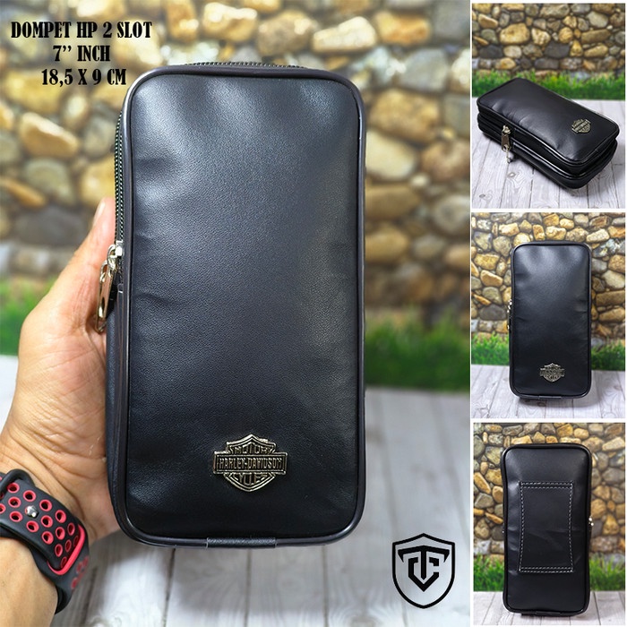 Dompet HP 2 slot Ukuran 7'' & 7'' inch Kulit Sintetis / Sarung Hp Pinggang Pria kulit / Sarung HP 2