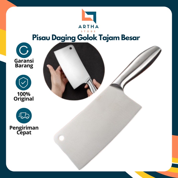 PREMIUM Pisau Daging Golok Besar Cacah Tulang Stainless Super Tajam