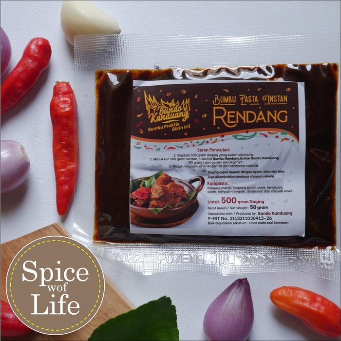 ZJ673 Bumbu rendang padang asli untuk 1/2 kg daging - instan sudah matang tanpa pengawet - Bundo