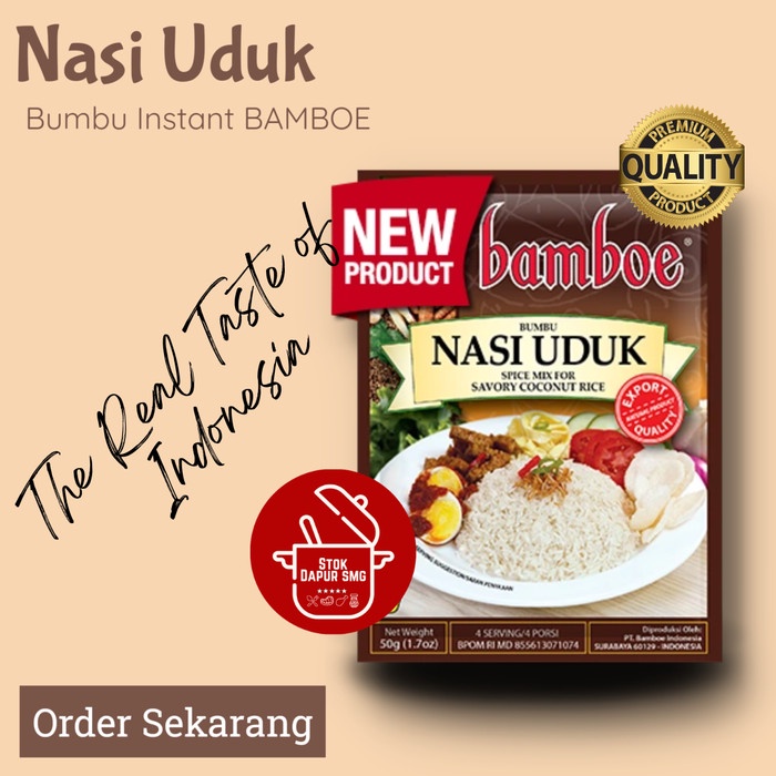 

CN315 Bumbu Masak Instan BAMBOE Indonesia Export Quality NASI UDUK 50gr CUCI GUDANG