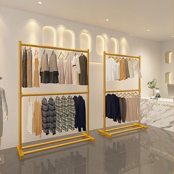 PREMIUM Rak Baju Gantung Berdiri 2 Susun Rak Gantungan Baju Besi Rak Baju Gawang Estetik Stand