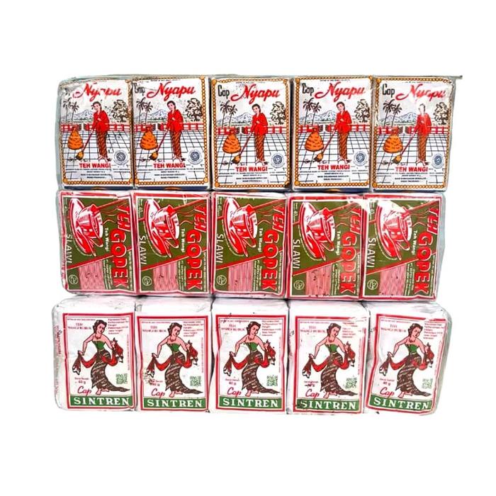 

Racikan Teh Paket 3 Slop (30pcs) Nyapu, Sintren, Gopek Khas Wedangan Angkringan Tea tubruk Racik