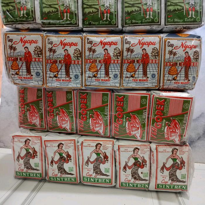 

(2000gr) 4 Slop teh Sintren, gopek, nyapu, gardoe hijau