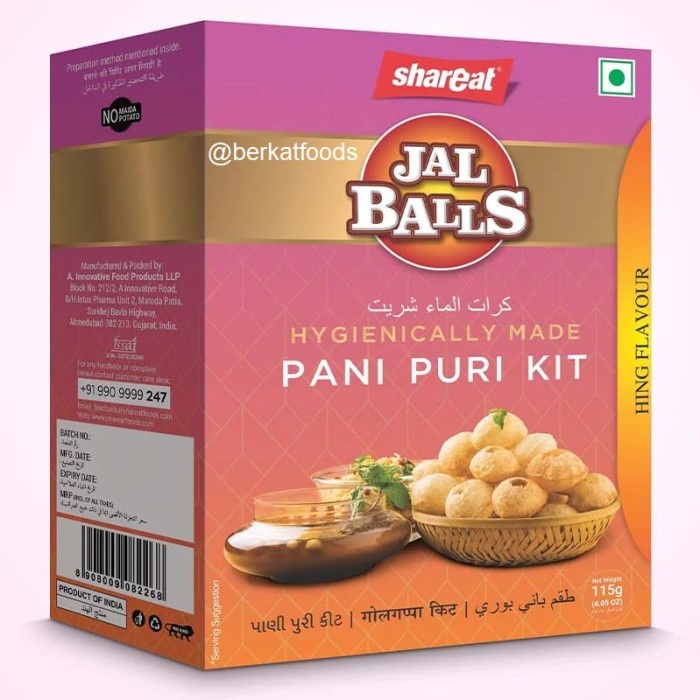 

Hing Pani Puri Set Kit Shareat India / Paket Kerupuk Papad Bumbu Kuah Asafoetida Manis Vegetarian