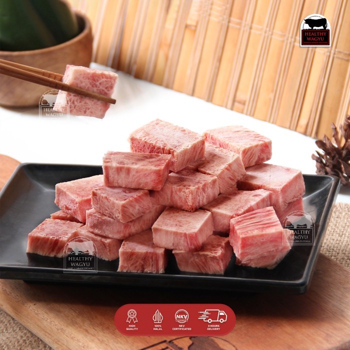 

Lezat- Saikoro Meltique Cube Daging Sapi Kotak 2X2cm 500gr Healthy Wagyu
