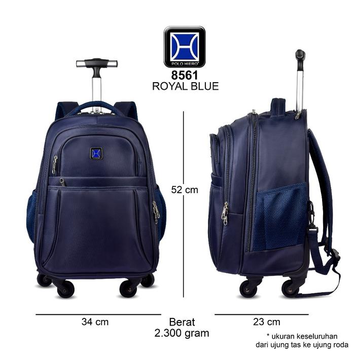 (TRIS) Tas Trolly Rodal Polo Hiero 8561 Tas Ransel Trolley 4 Roda Tas Backpack Travel