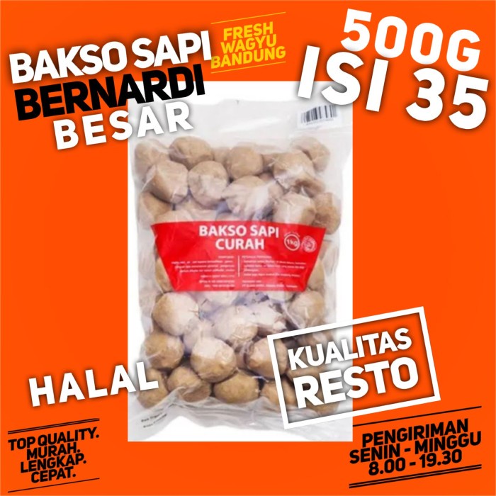 

Lezat- BERNARDI BAKSO SAPI BESAR CURAH BASO HALAL ISI 35 PREMIUM