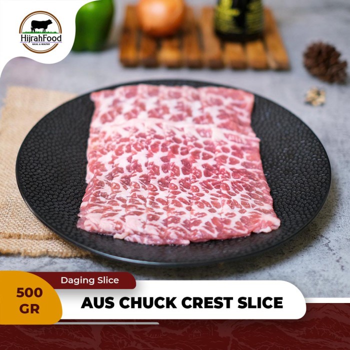 

Lezat- AUS Chuck Crest Slice Beef / Sukiyaki / Yakiniku Premium - 500 gr