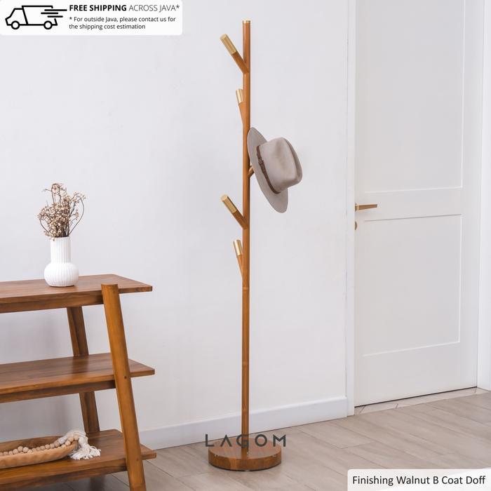 Standing Coat Hanger Gantungan Mantel Ranting dari Kayu Jati dengan 5 Hook
