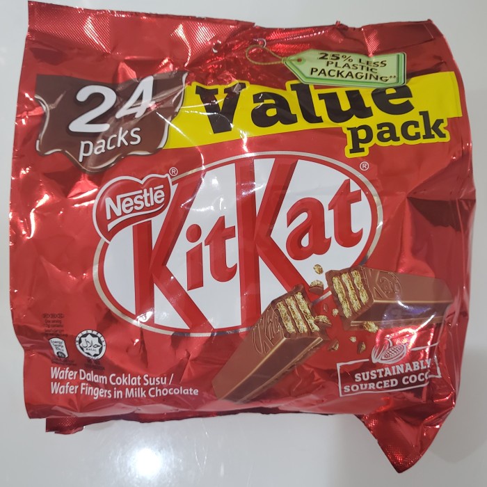 

COKLAT KIT KAT COKELAT CHOCOLATE KITKAT MALAYSIA VALUE PACK ISI 24 PCS