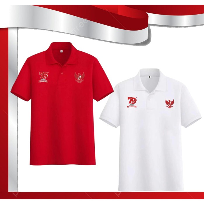 Kaos kerah pria merah putih KEMERDEKAAN 17AGUSTUS HUT RI se INDONESIA