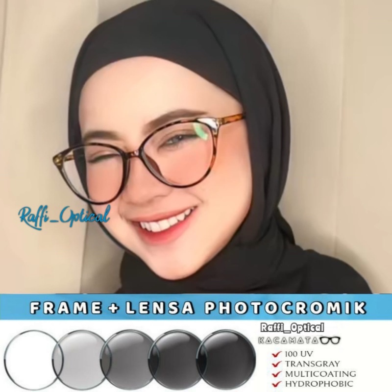 TrendyGaya- PAKET PHOTOCROMIC Kacamata Minus Kacamata Wanita 1025