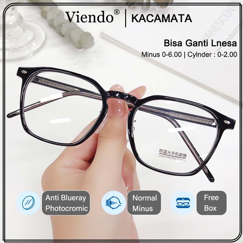 TrendyGaya- Viendo Kacamata Photocromic Anti Radiasi Minus Wanita Pria Cowok Fotocromic Kacamata